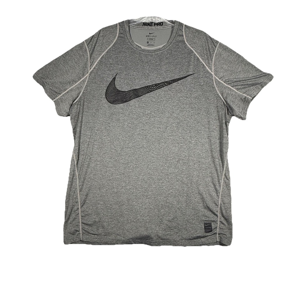 Nike Pro Dri-Fit Fitted  Shirt‎ Men's 2XL Athletic Short Sleeve Grey